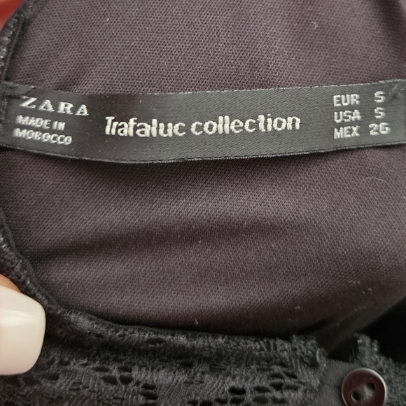 Zara TRF Trafaluc Sleeveless Silky Flowy Black Romper Lace Insert size Small - Picture 9 of 10